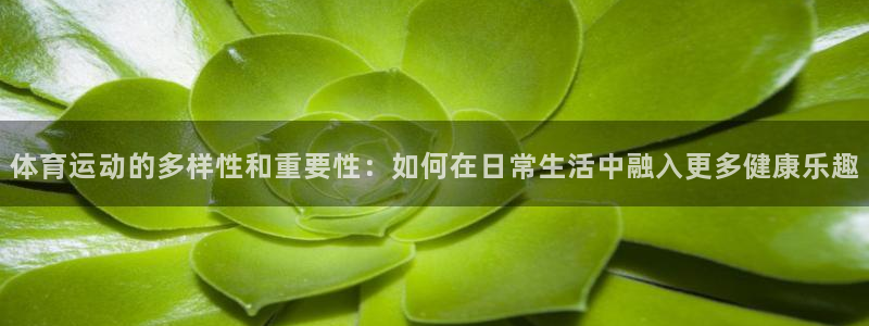 球速体育：体育运动的多样性和重要性：如何在日常生活中融入更多健康乐趣